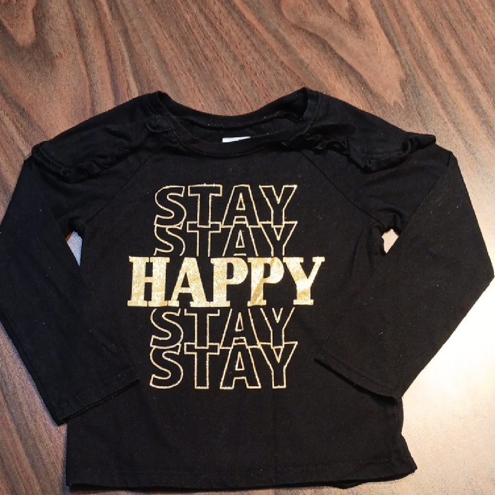 Garanimals Black Tee with Gold 'STAY HAPPY' Design